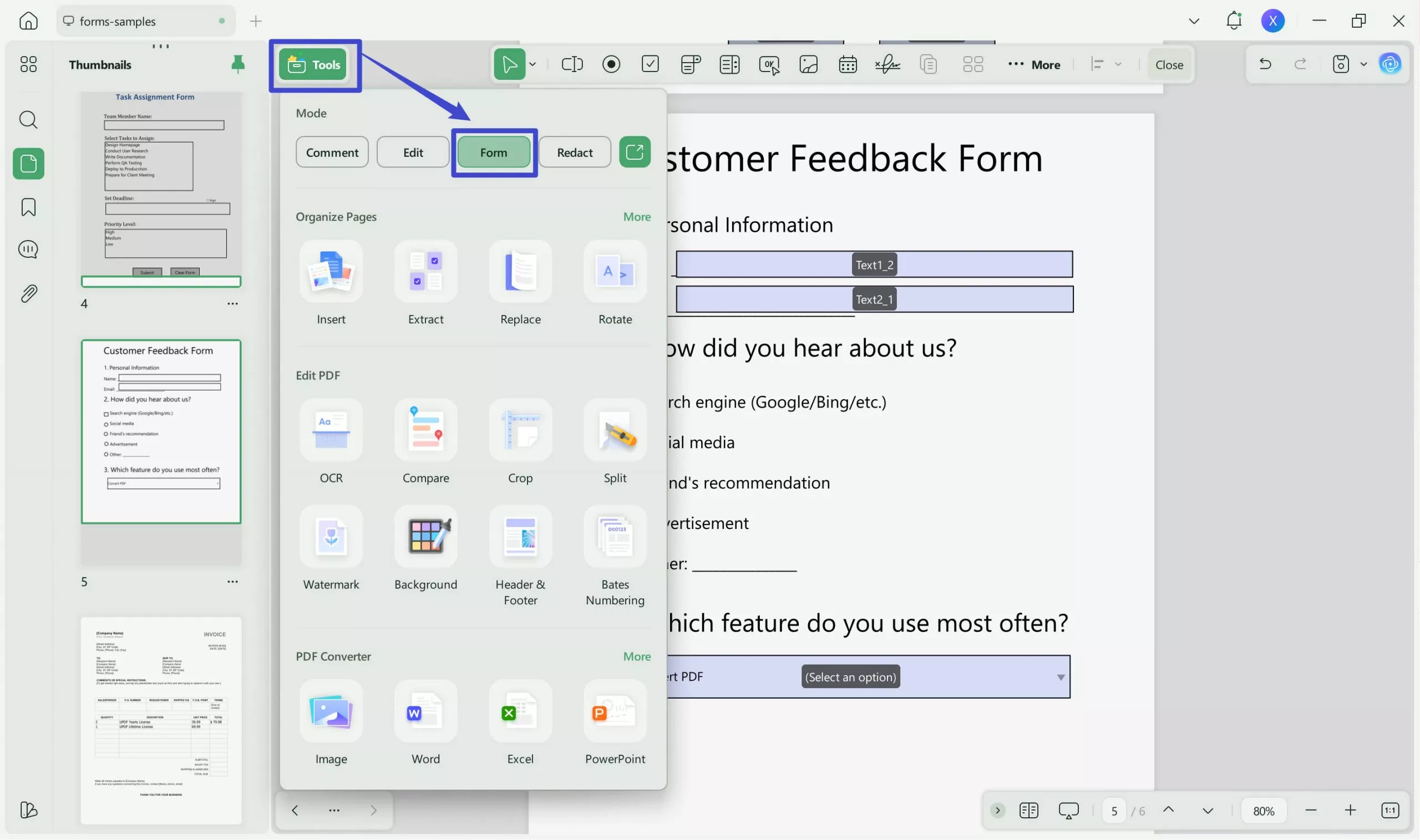 how to add a fillable text box in pdf updf manually