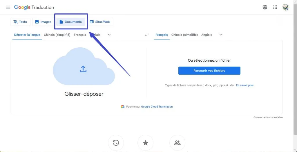 google traduction document pdf