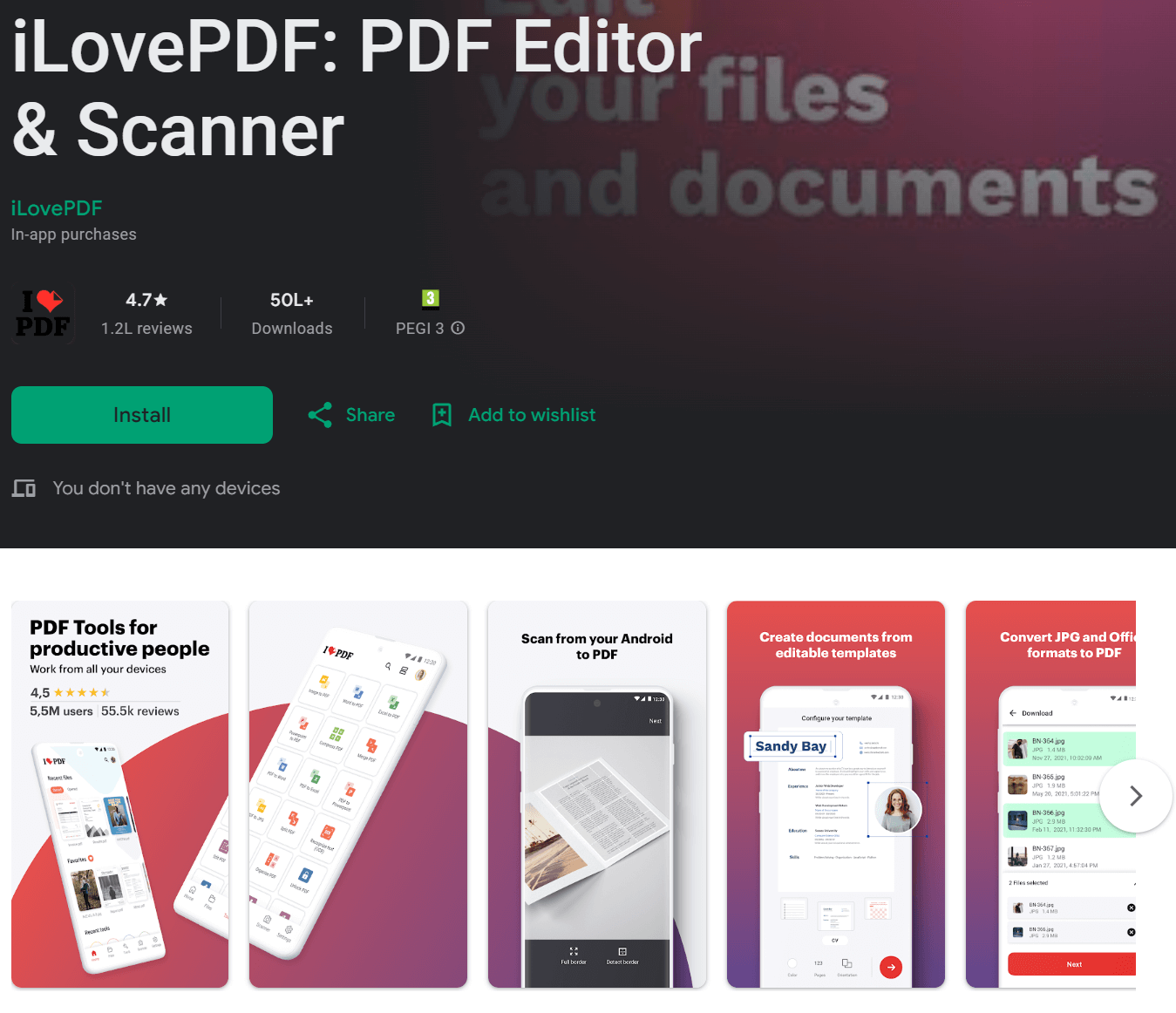 Editor PDF su Android iLovePDF