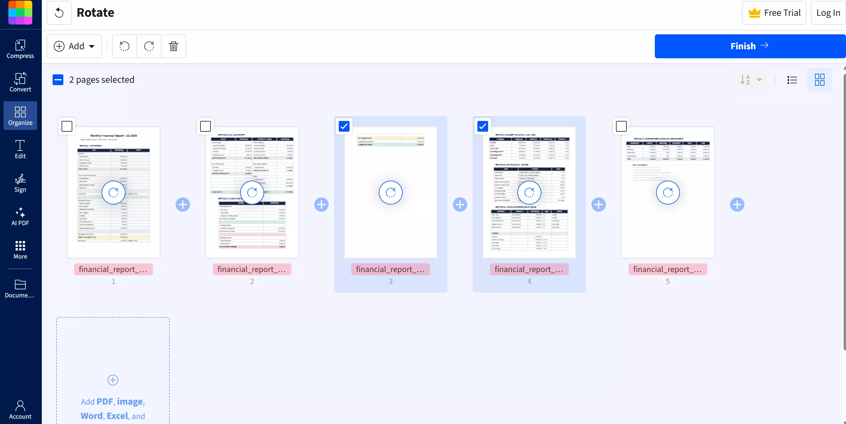 rotate one page on pdf online