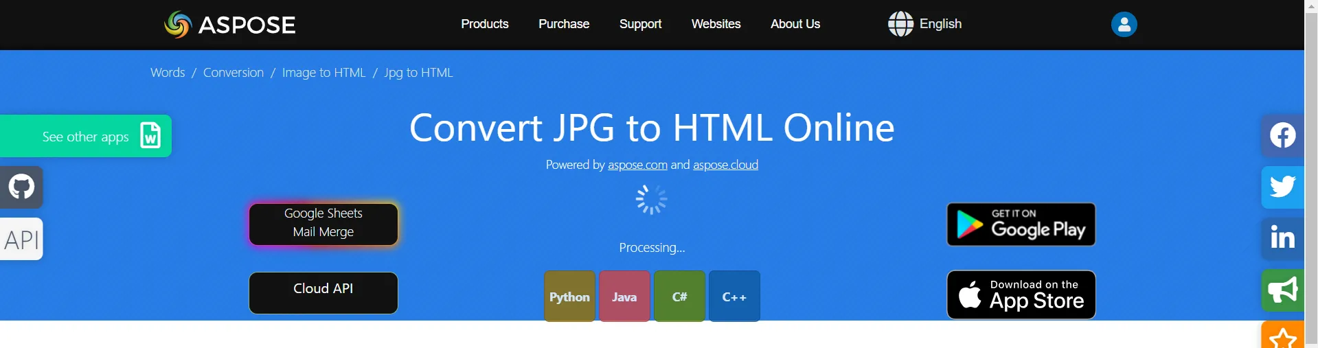 Convertire un'immagine in HTML online con Aspose