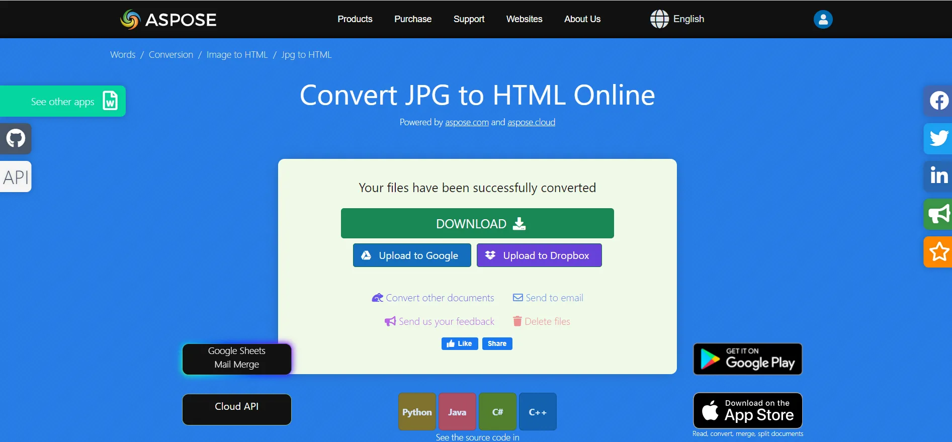 Convertire un'immagine in HTML online con Aspose