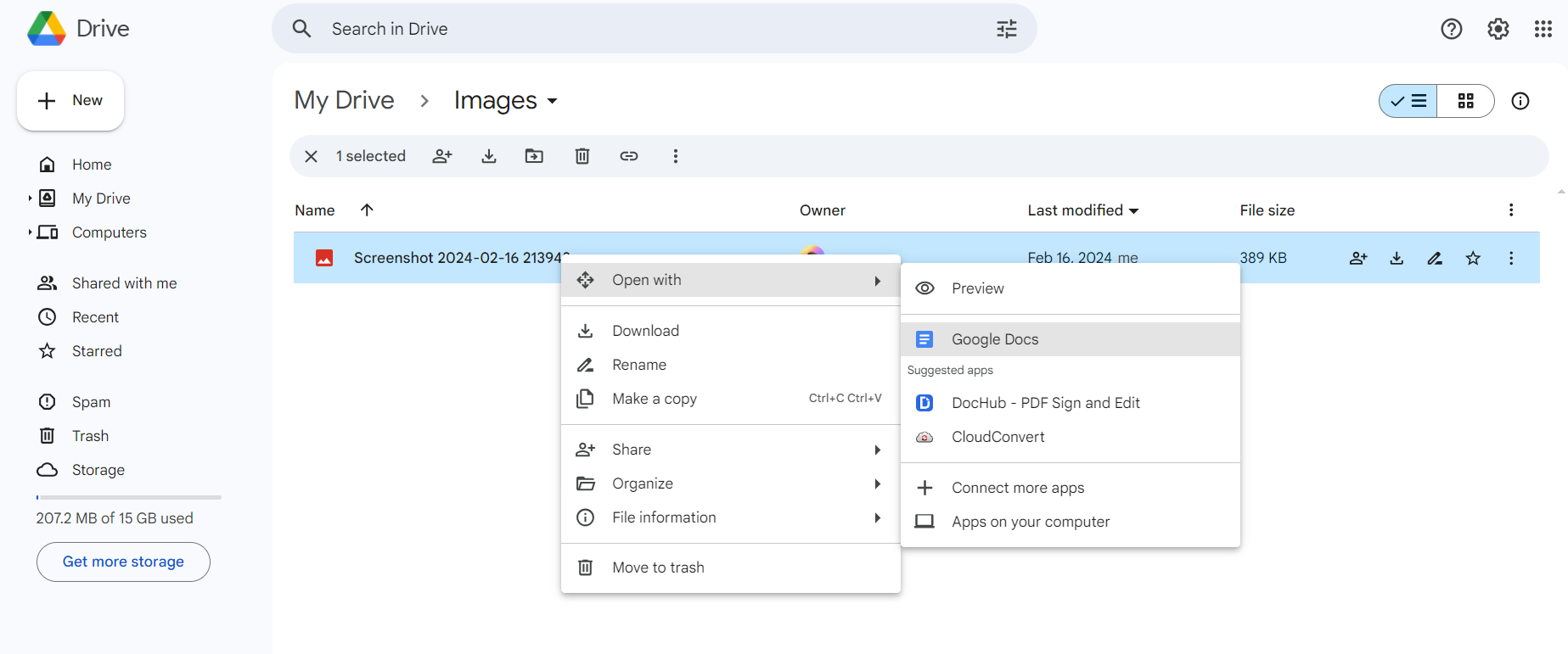 image to html open with google drive