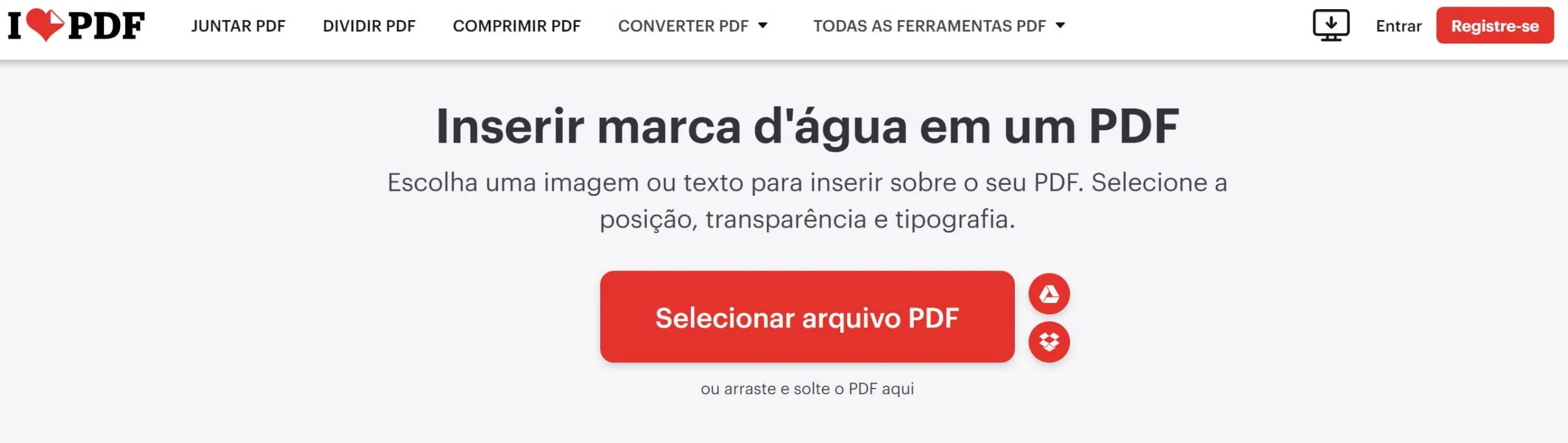 Adicionar Marca d'Água com ilovepdf