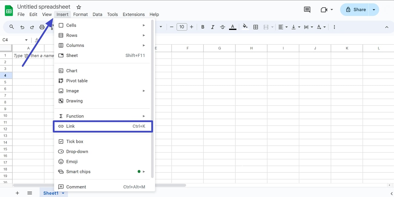 insert pdf into google sheets access insert drop-down menu