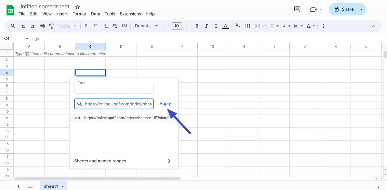 insira o pdf no google sheets cole o link na célula