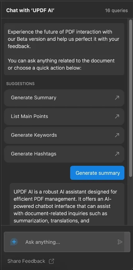 pdf expert ai generate summary with pdf expert ai