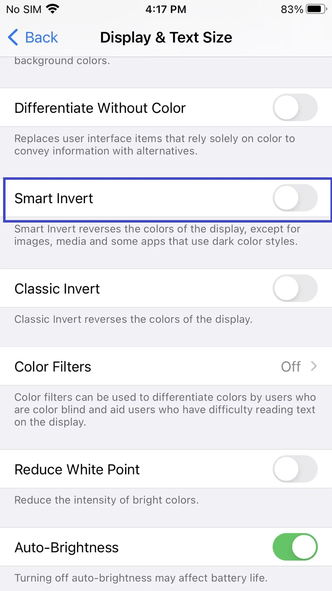 Invertire i colori di iPhone e PDF