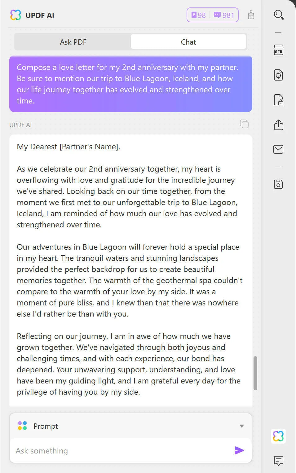 ai love letter generator updf ai