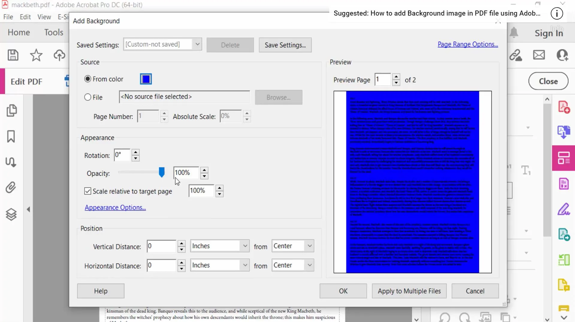 make a pdf transparent adobe