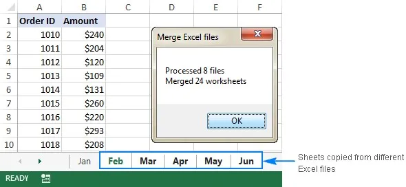 merge excel files with vba