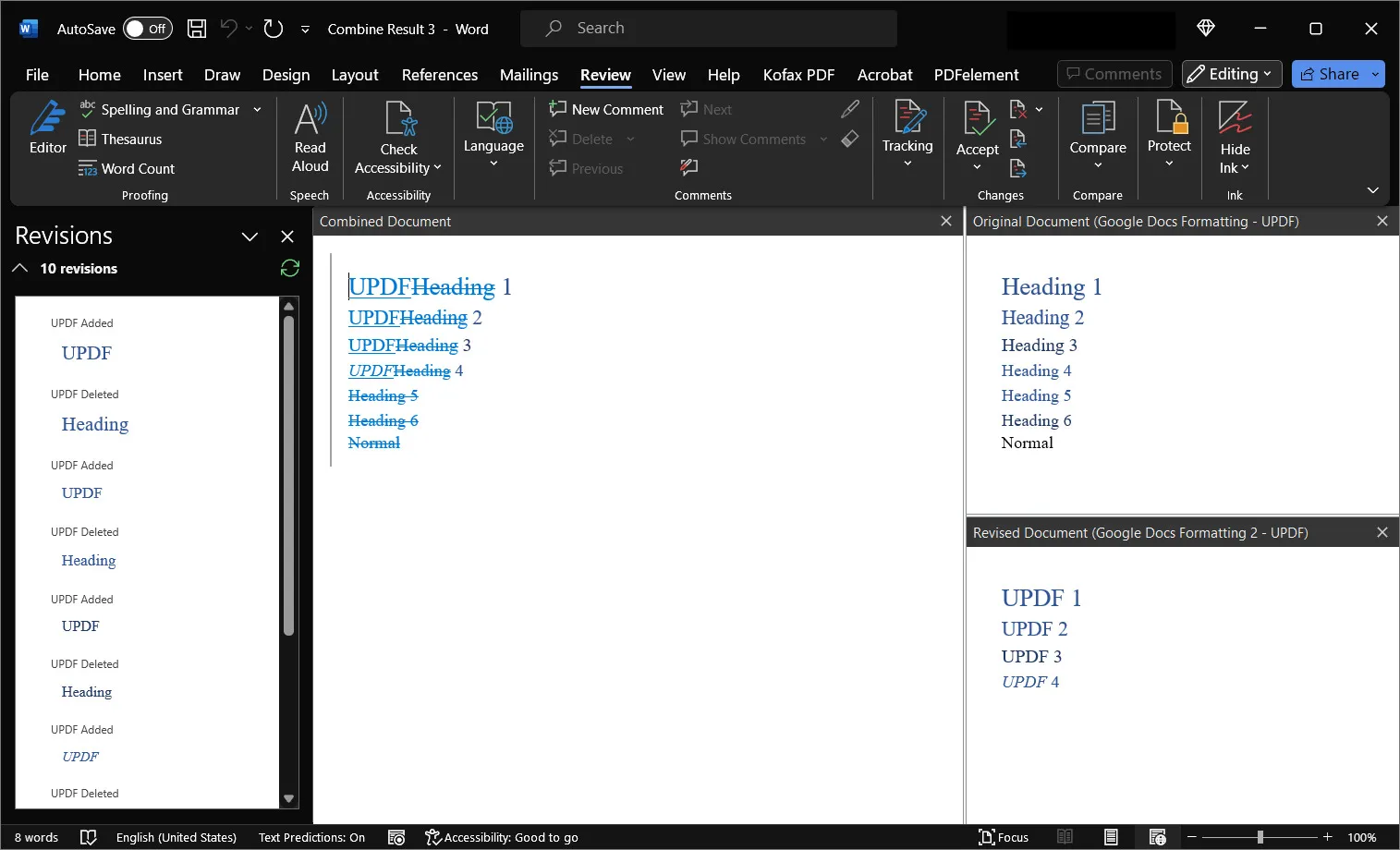 fusionner des documents Word suivre les modifications