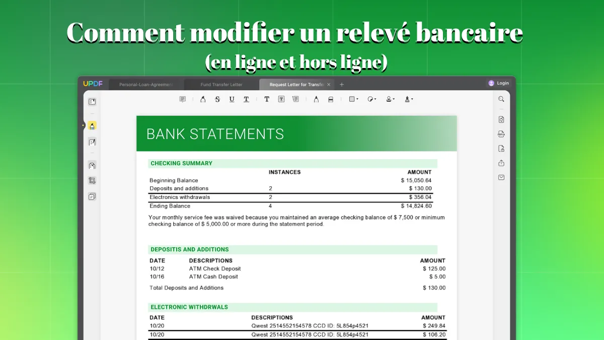 Comment modifier un relevé de compte (en ligne et hors ligne)