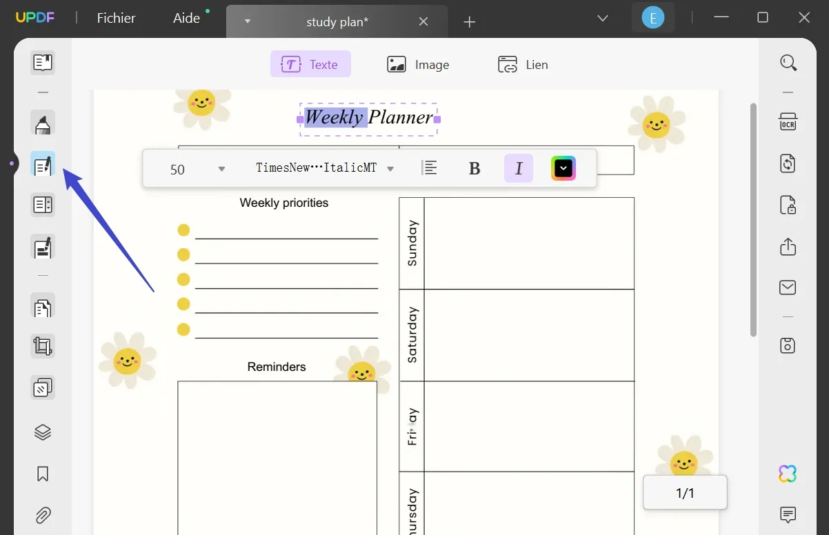 modifier l écriture d une image