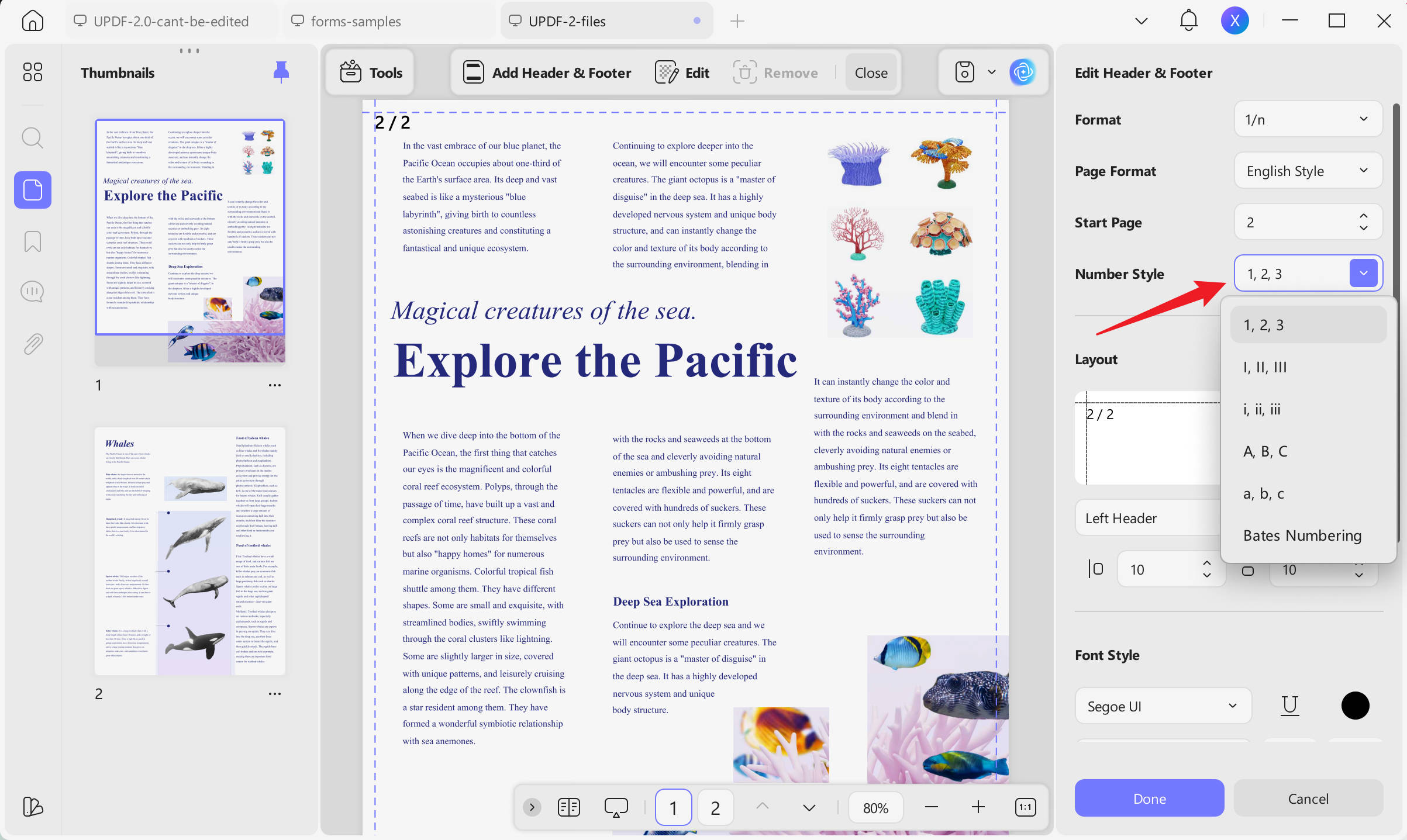 print pdf with page number page number icon
