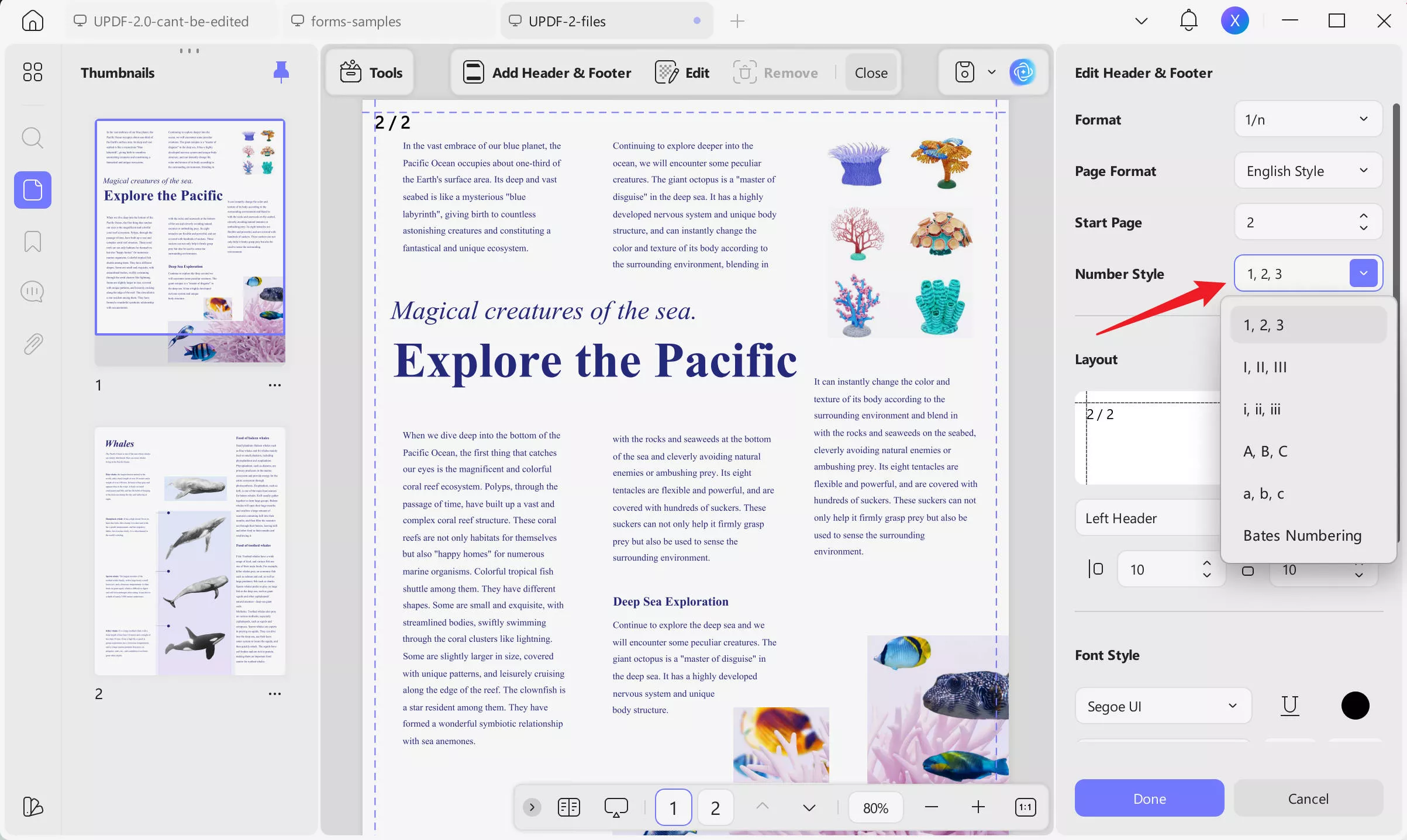 print pdf with page number page number icon