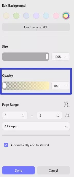 opacity to 0%