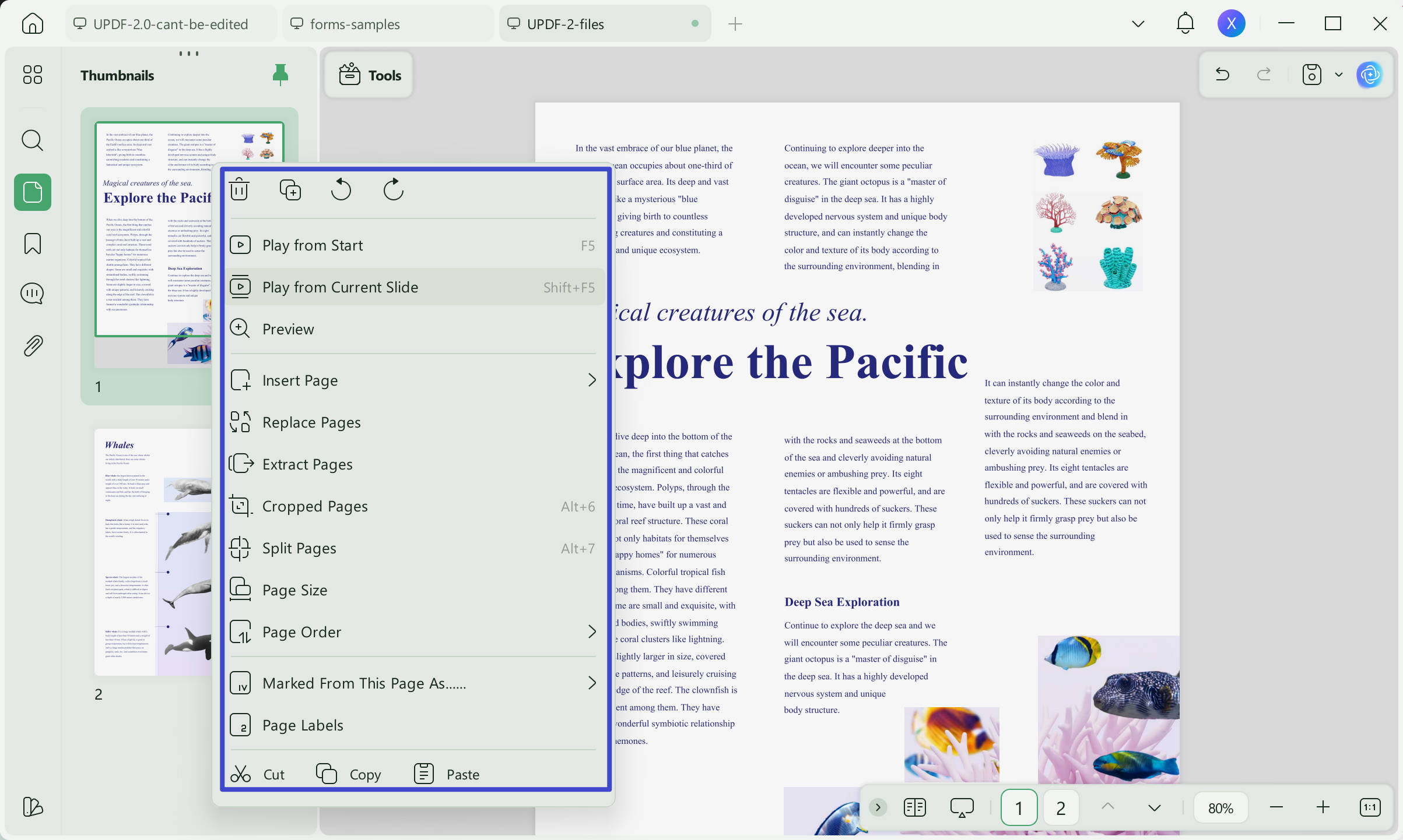 rotate only one page in pdf updf via thumbnail