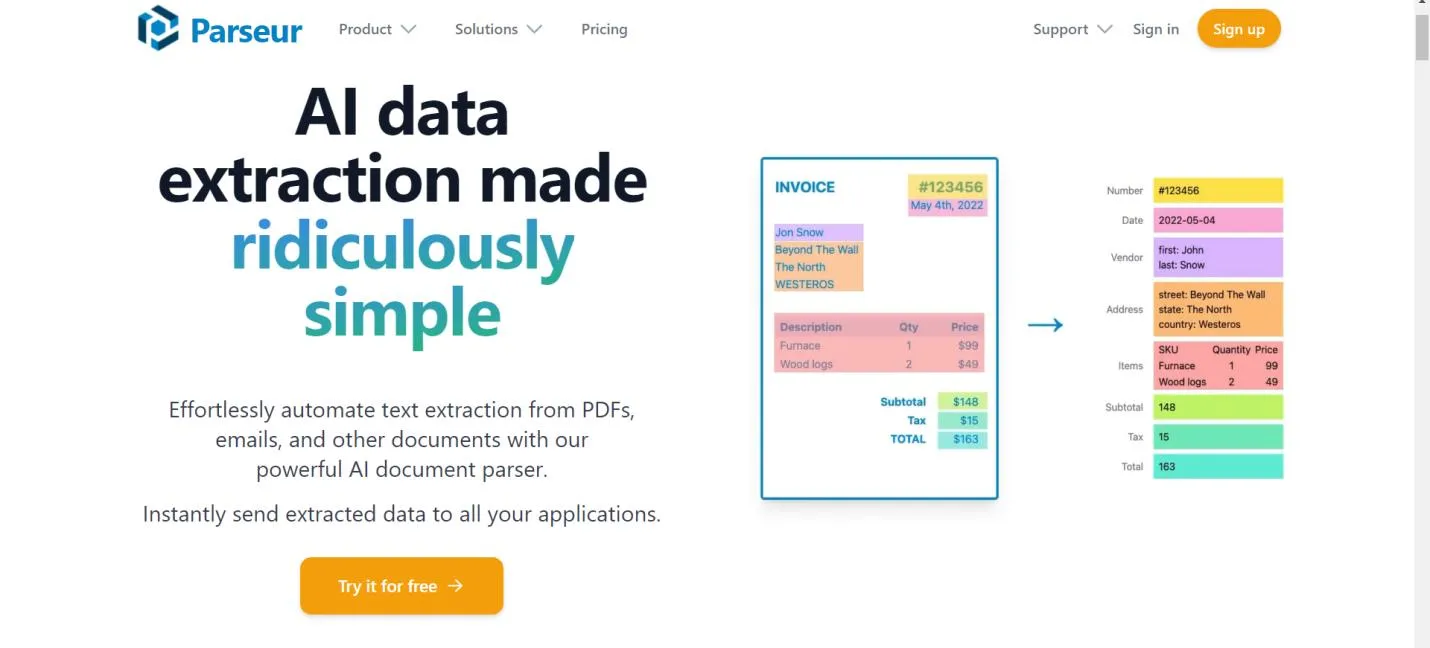 pdf parser parseur