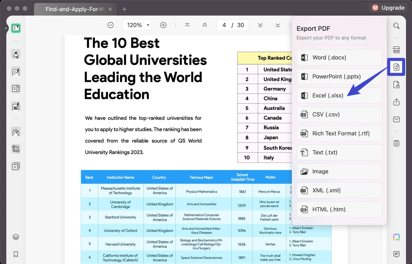 pdf to numbers updf export pdf