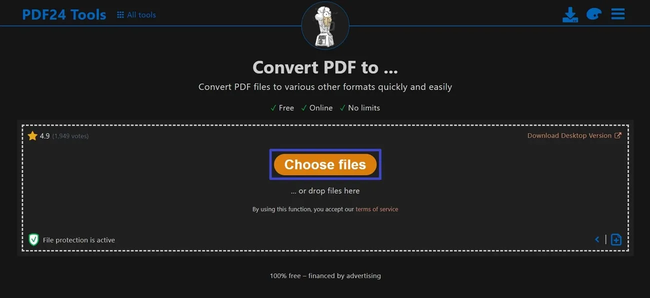 pdf to odf click choose files to upload document