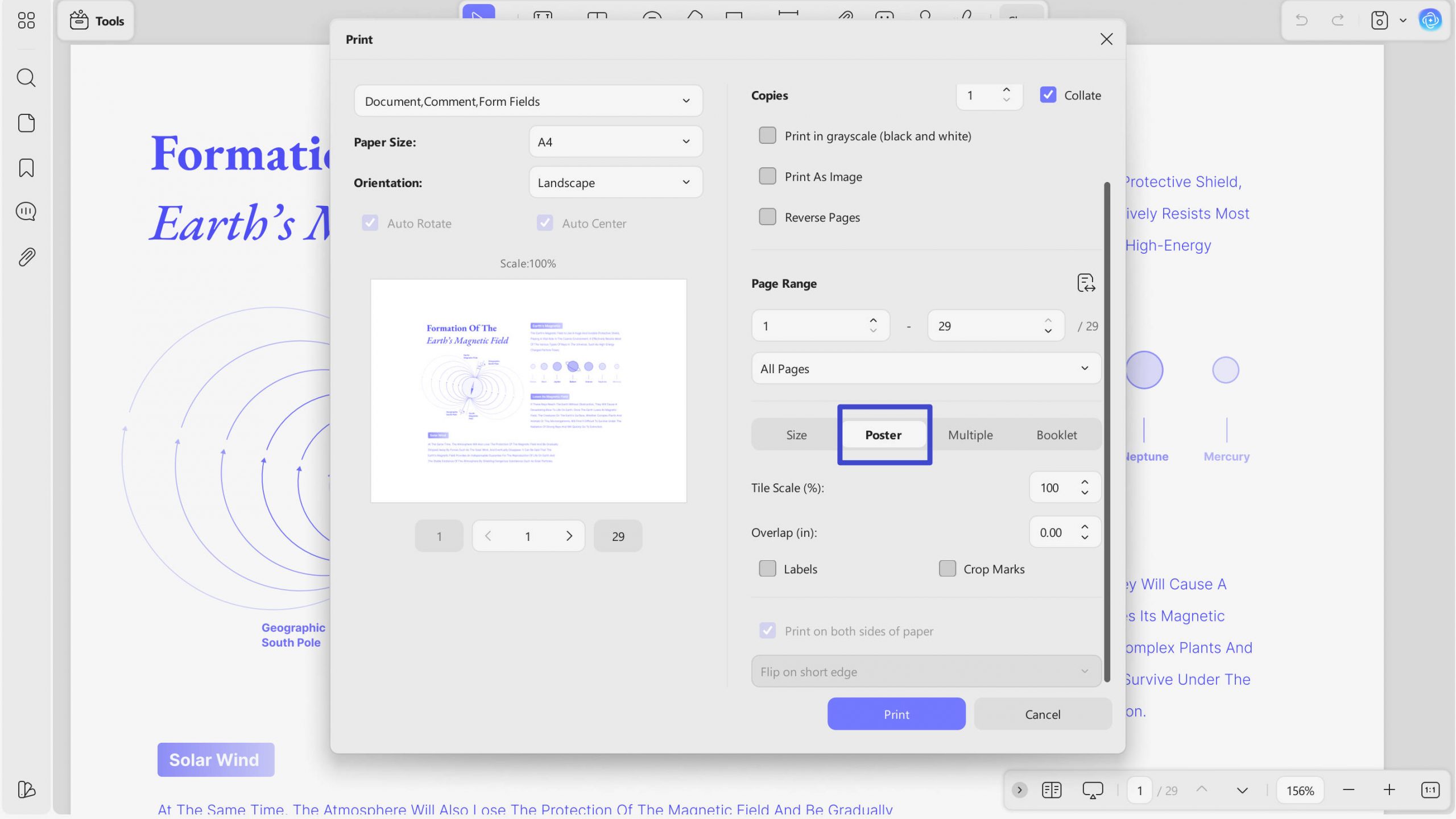 how to print large image on multiple pages updf