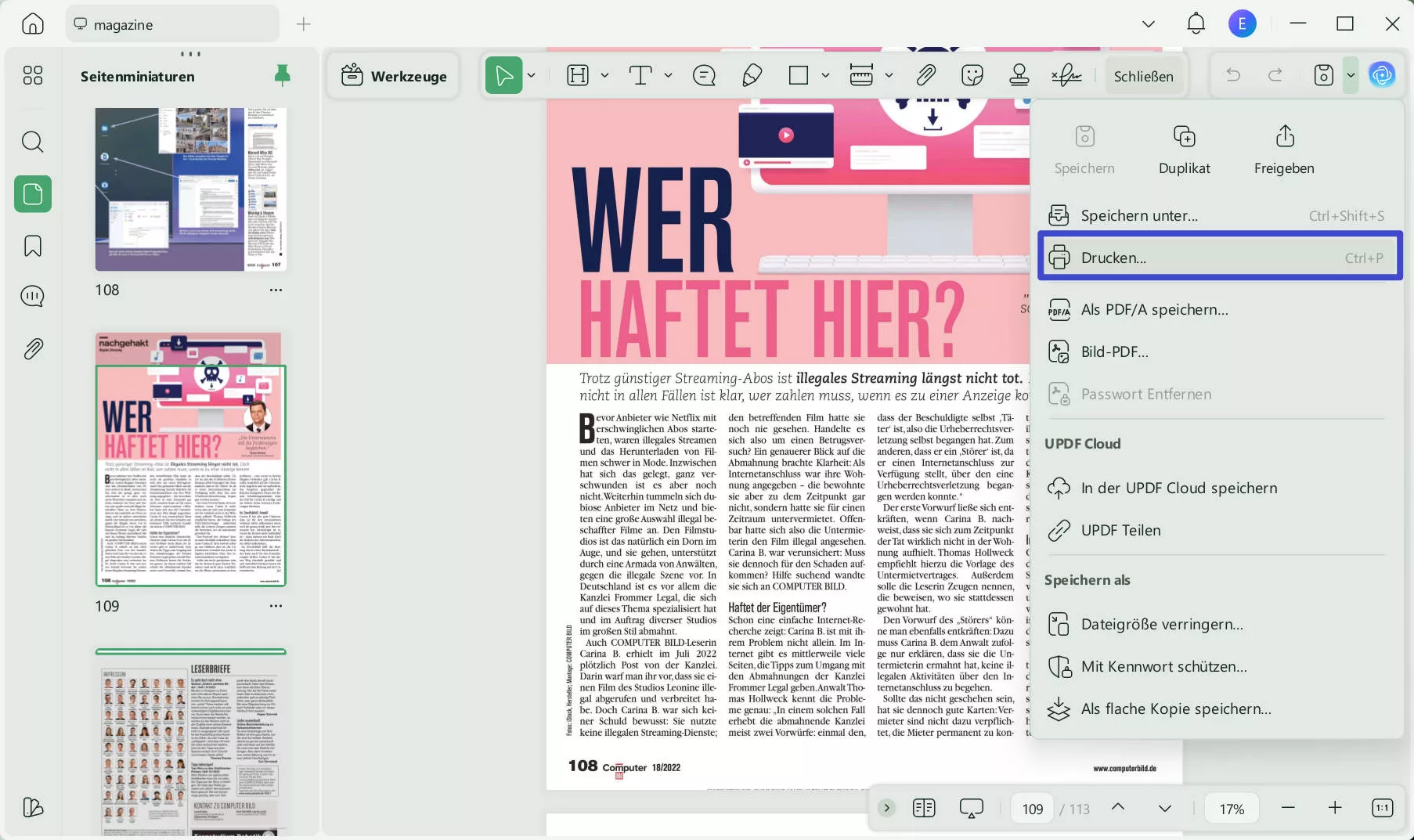 PDF drucken updf