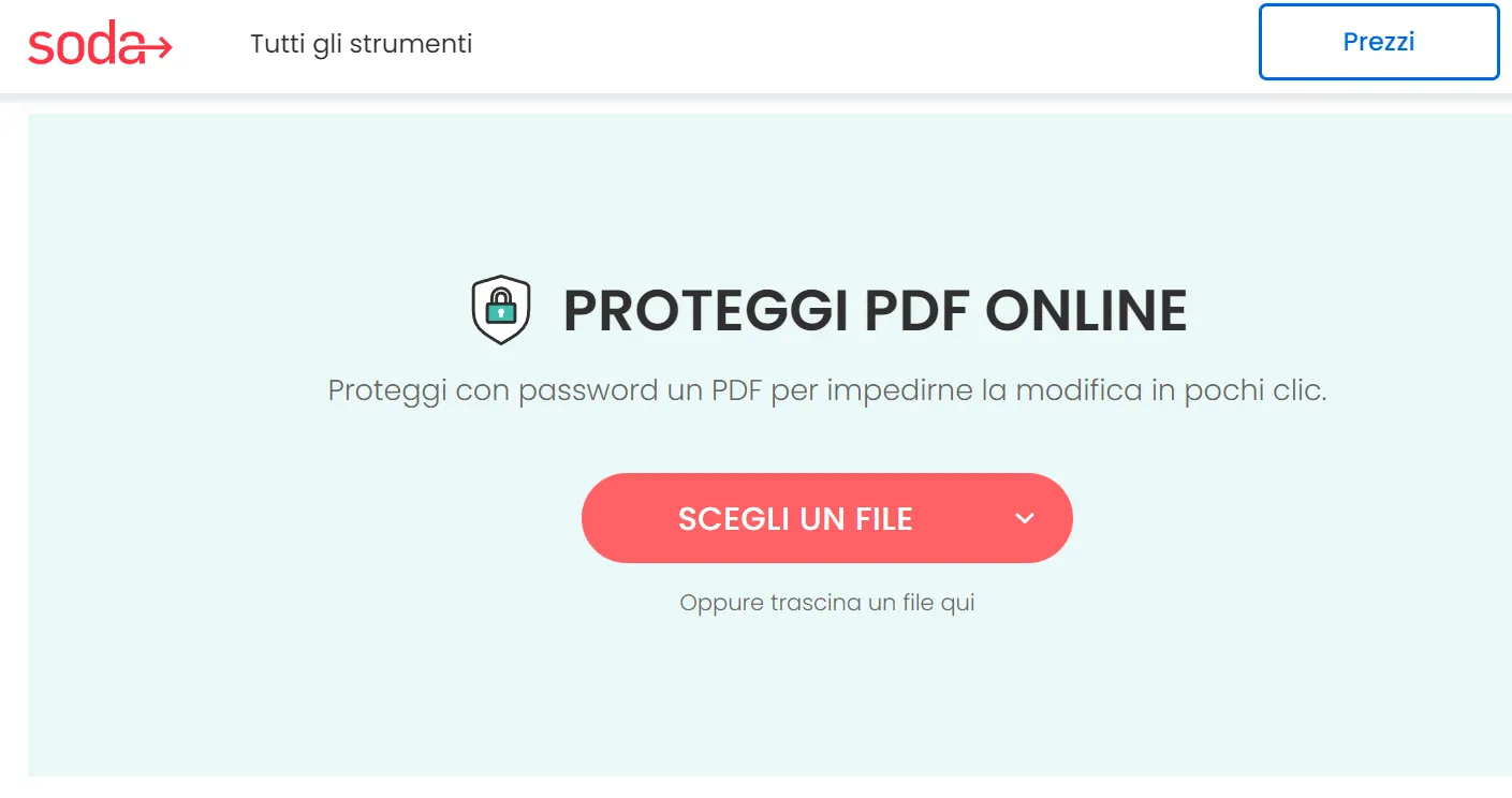 Rendere i PDF protetti da password con SodaPDF