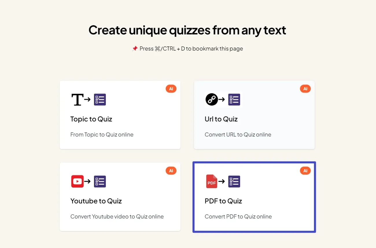 quiz maker from pdf tap pdf to quiz option