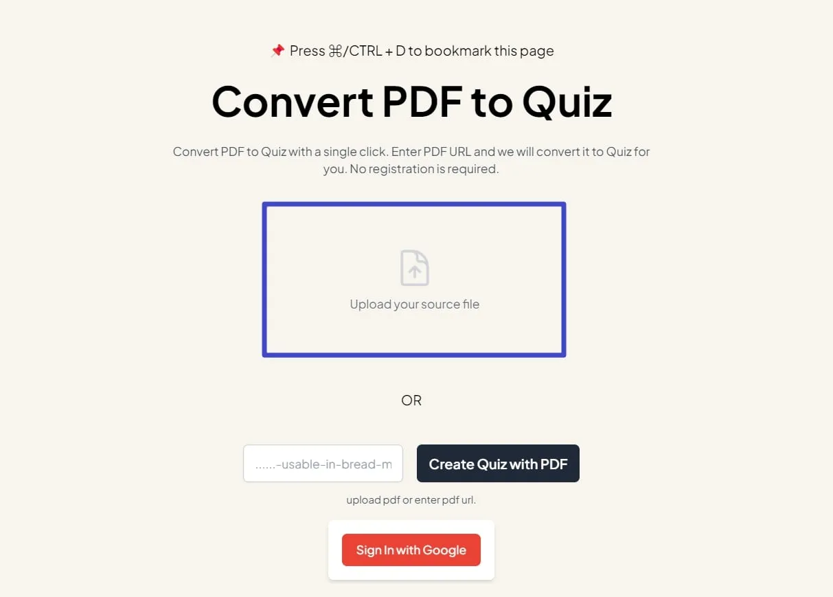 quiz maker from pdf import the pdf document