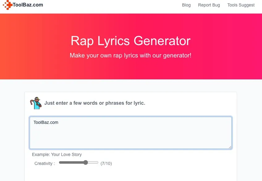 ai rap lyrics generator toolbaz