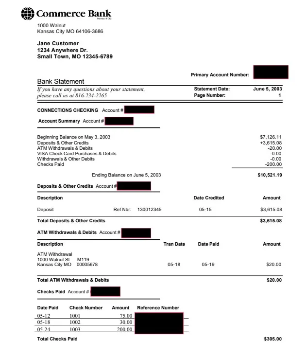 redact bank statement redacted bank statement