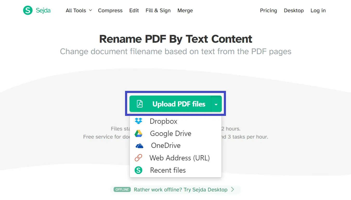 rename pdf  Click on Upload PDF files.
