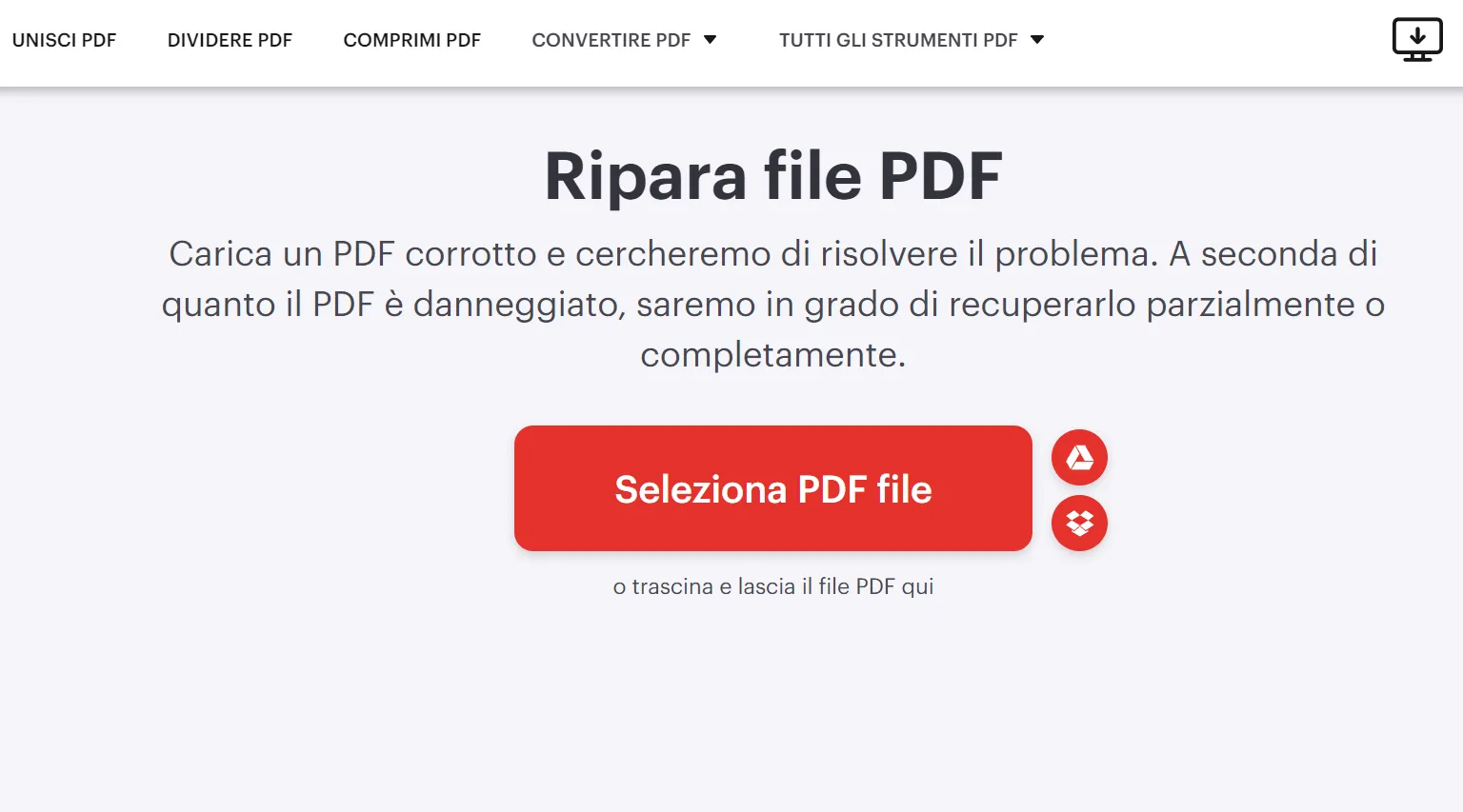 Ripara i file PDF danneggiati online