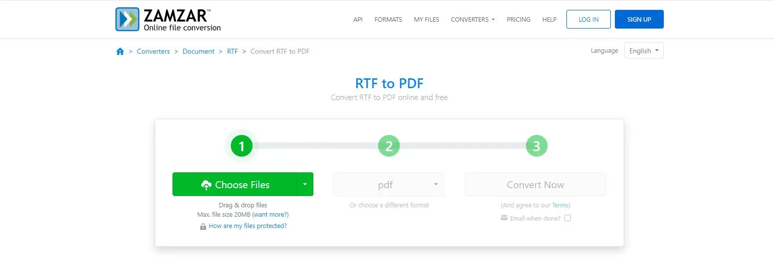 rich text format to pdf converter zamzar