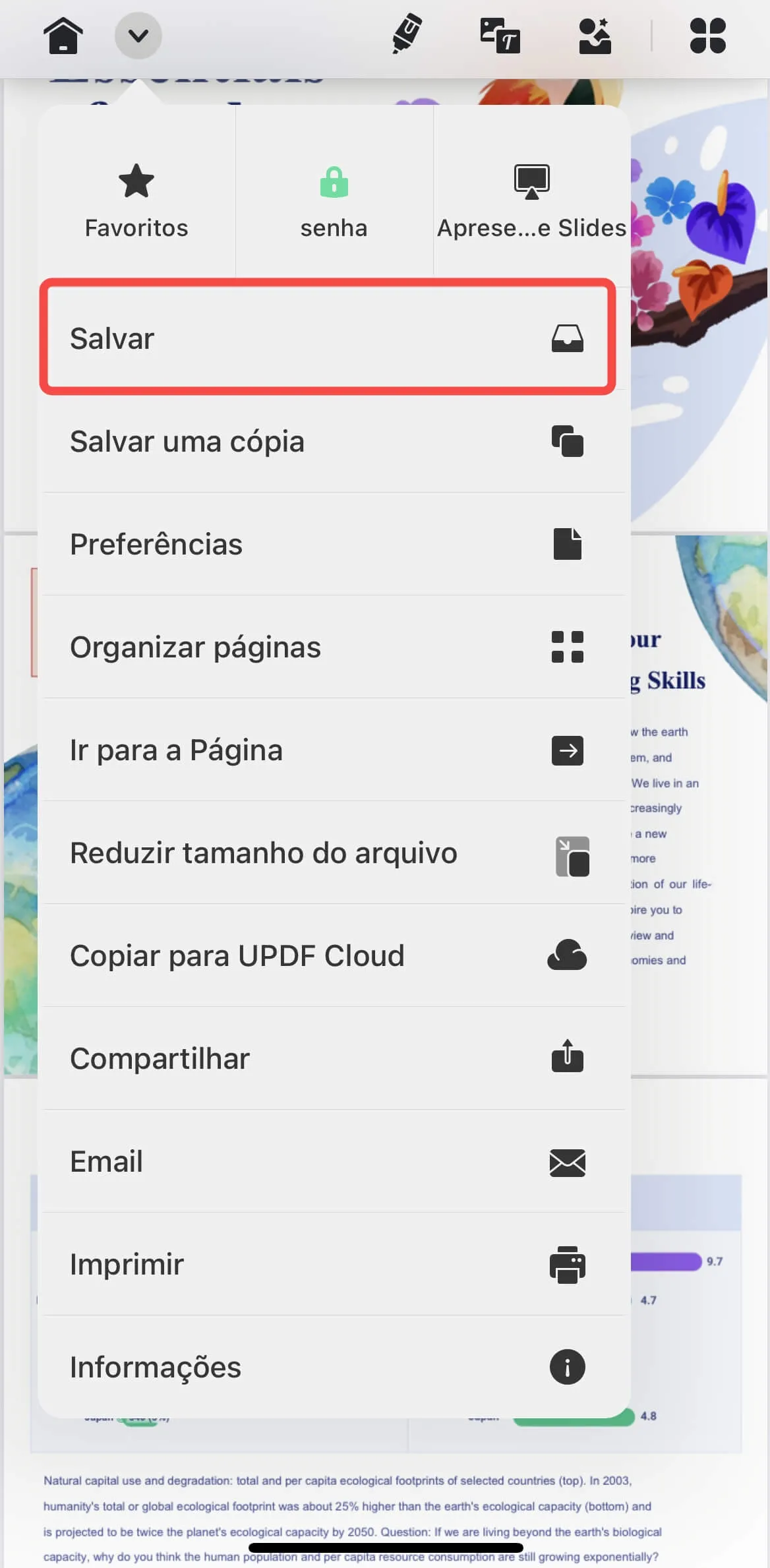 tirar senha de pdf no iPhone