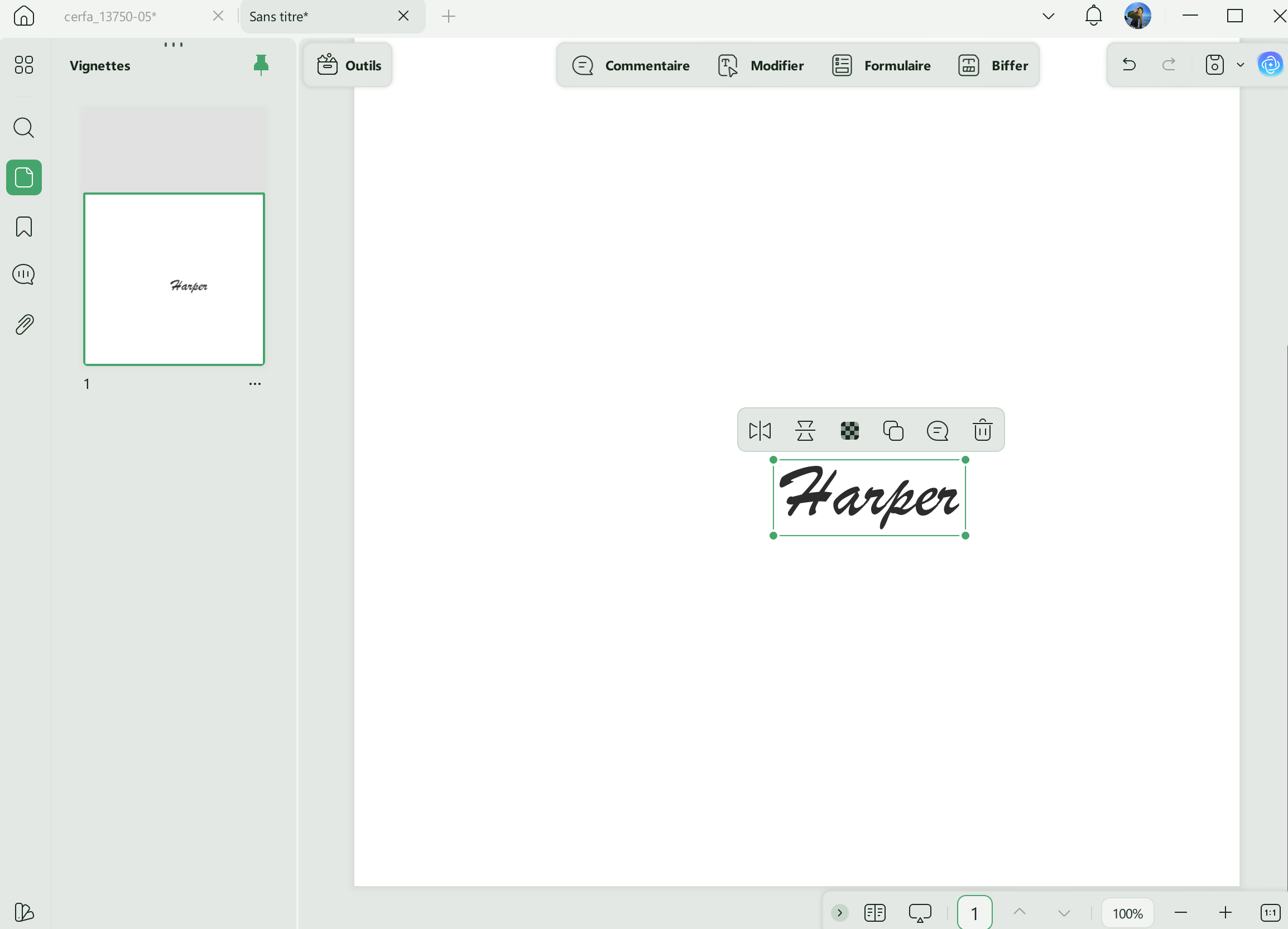 copier une signature sur un document pdf