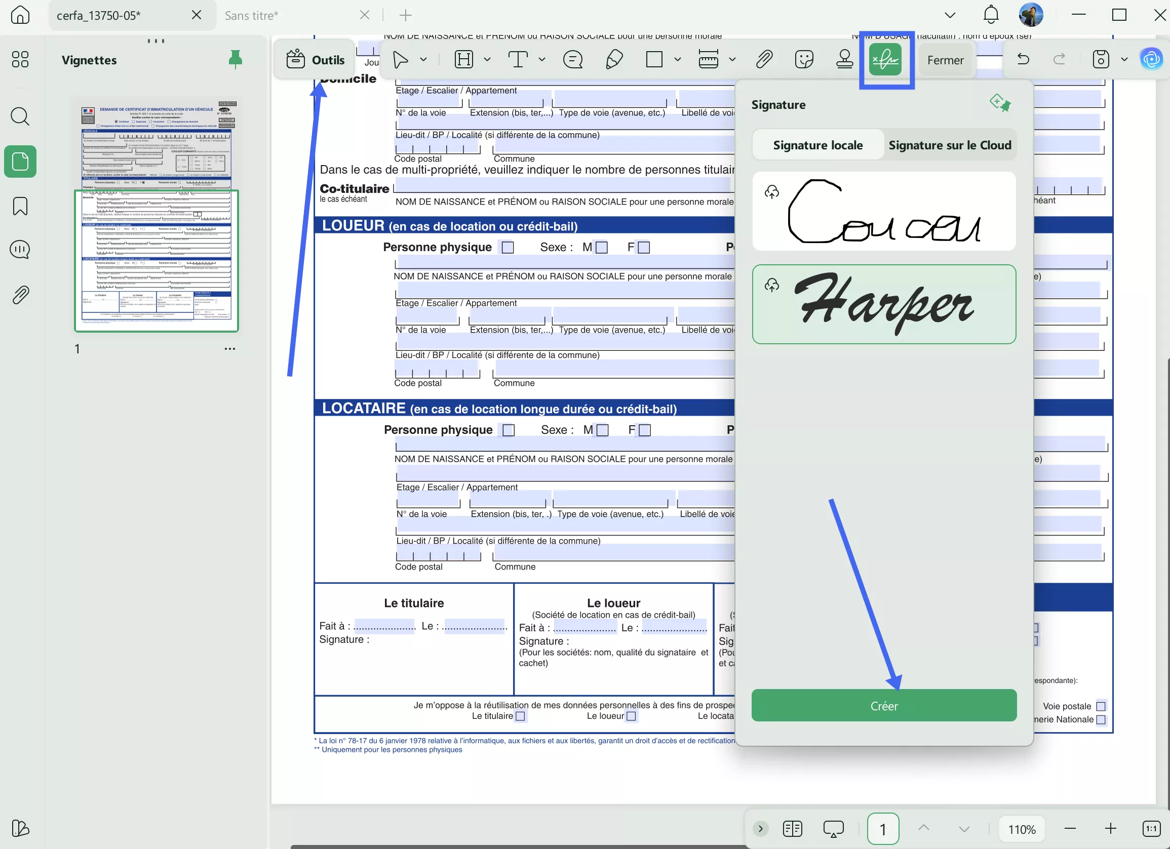 copier une signature sur un pdf
