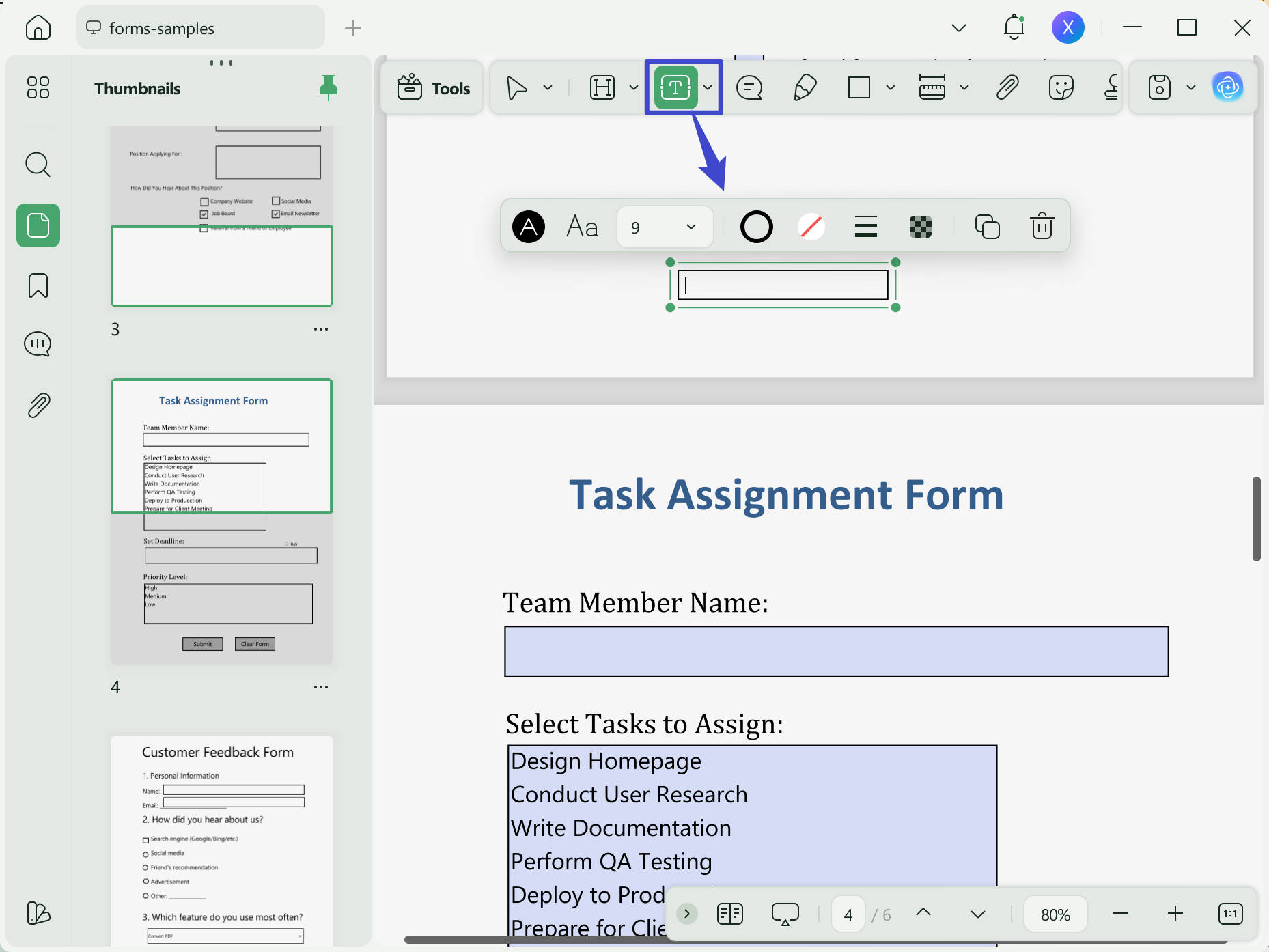 how to add a fillable text box in pdf updf manually