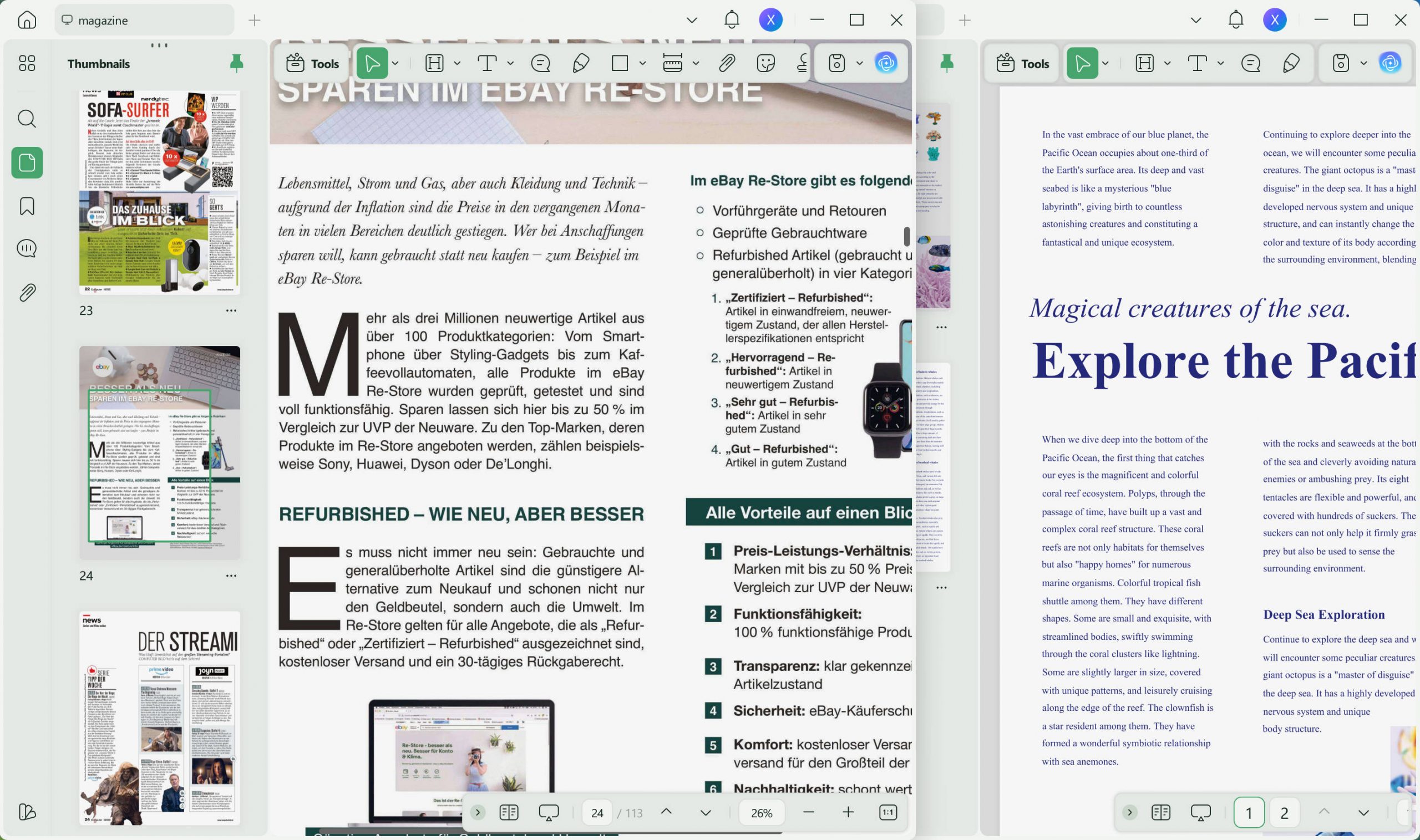 pdf side by side updf windows