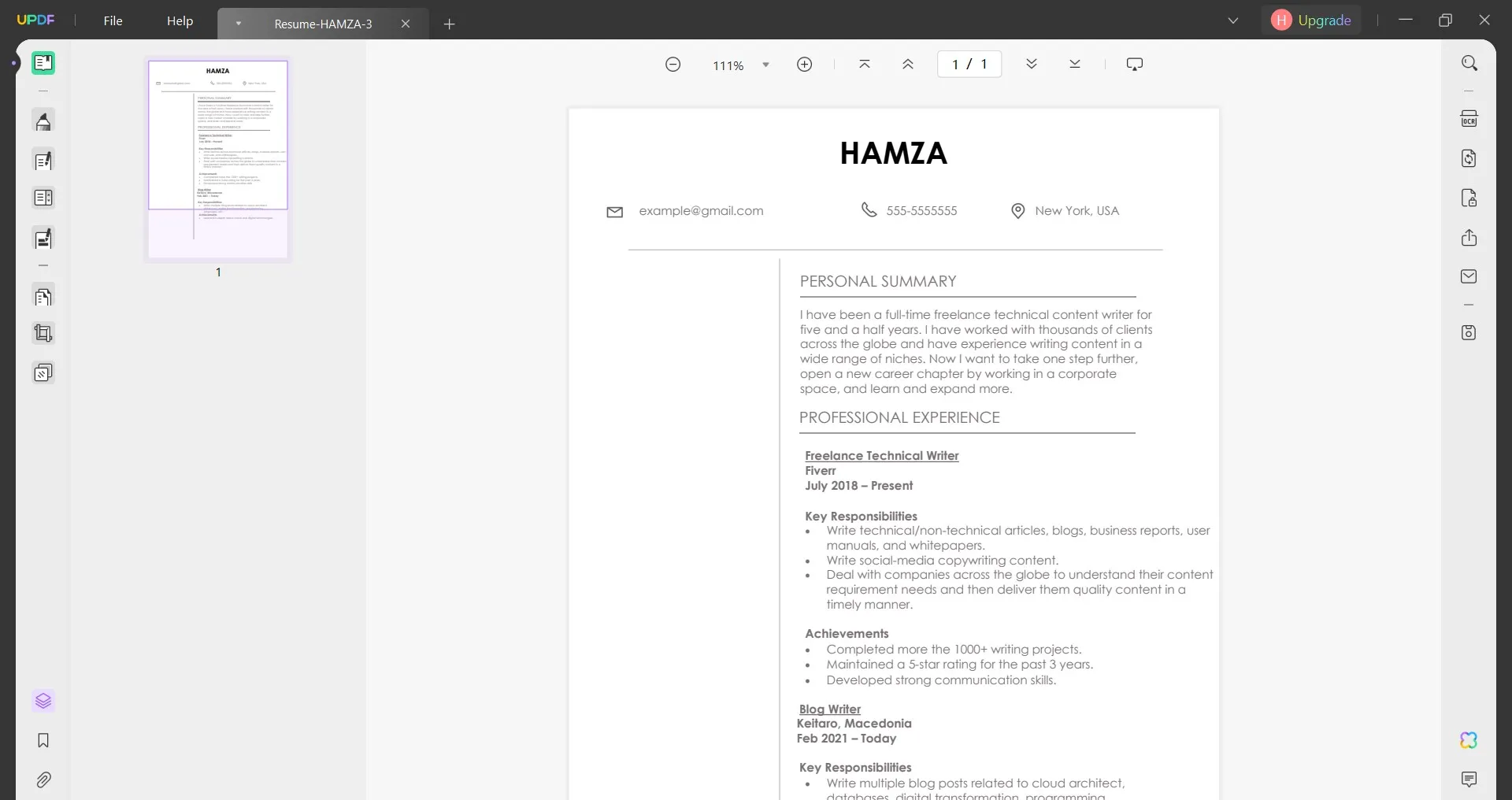 blank resume pdf add experience section
