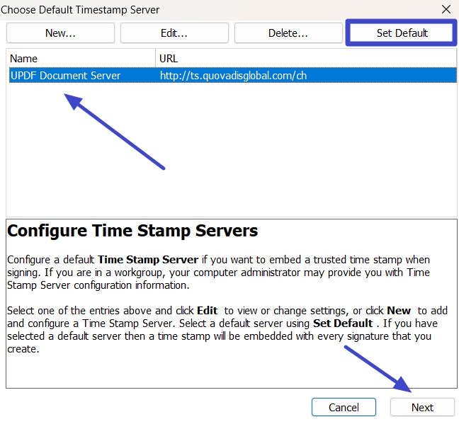 how to create digital signature in pdf choose server to set as default
