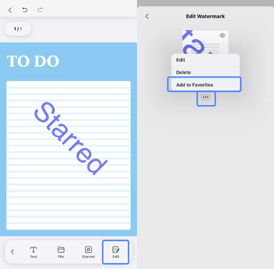 add watermark template to favourite