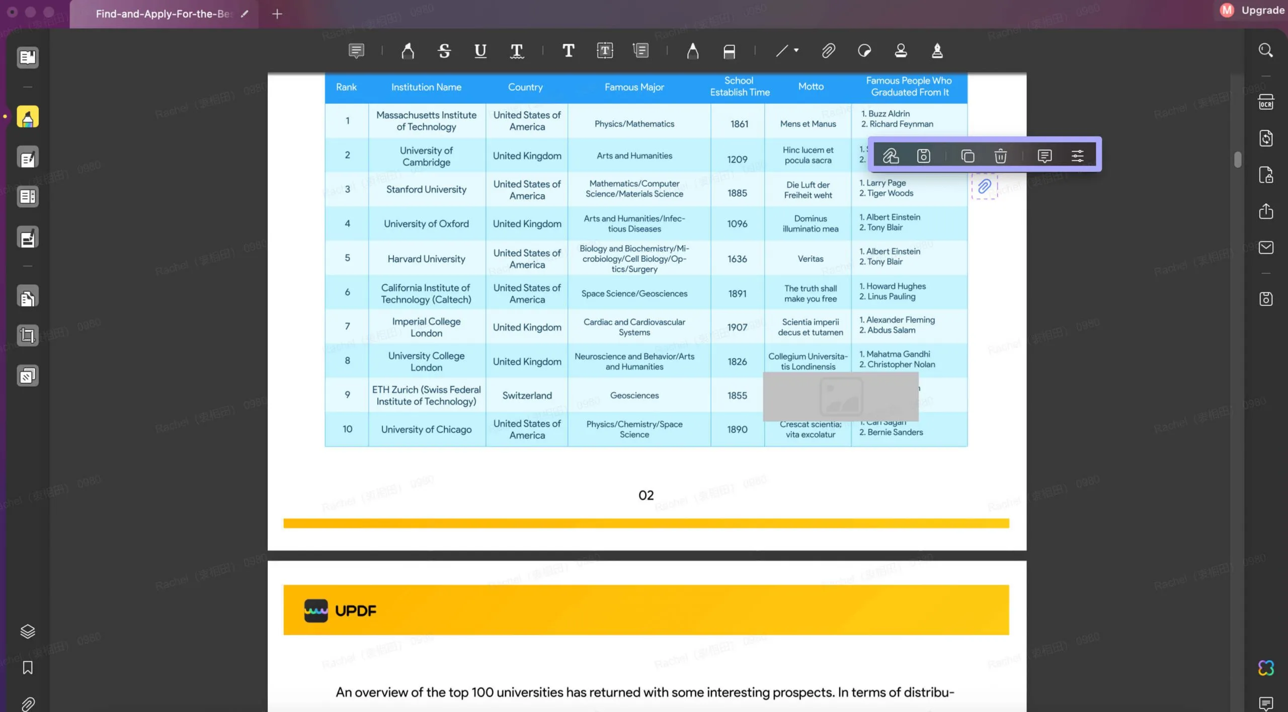 Adjust the style of the attached image in PDF with UPDF on Mac