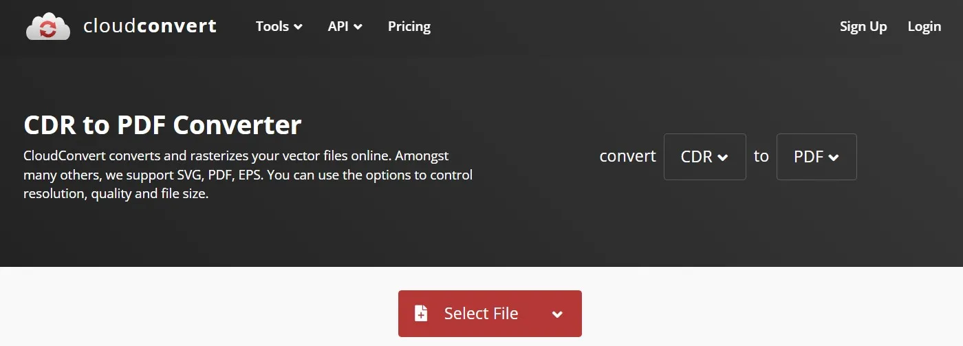 Convertire CDR in PDF online con CloudConvert