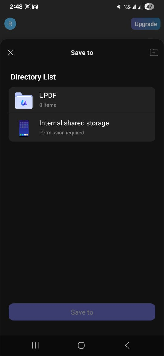 choose a storage location updf android