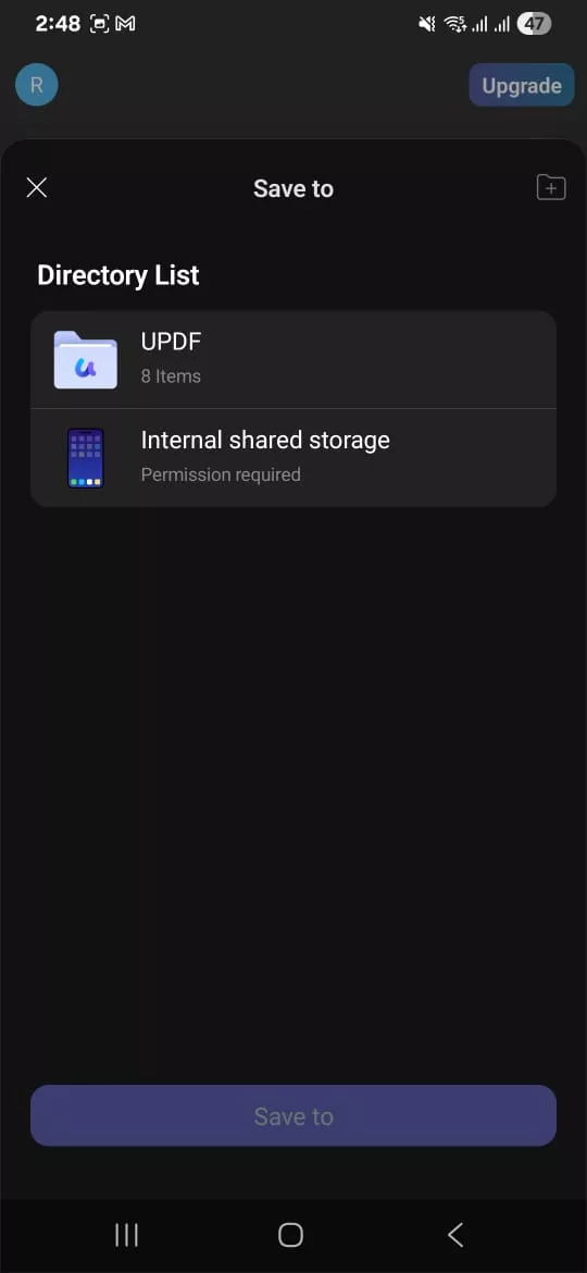  choose a storage location updf android
