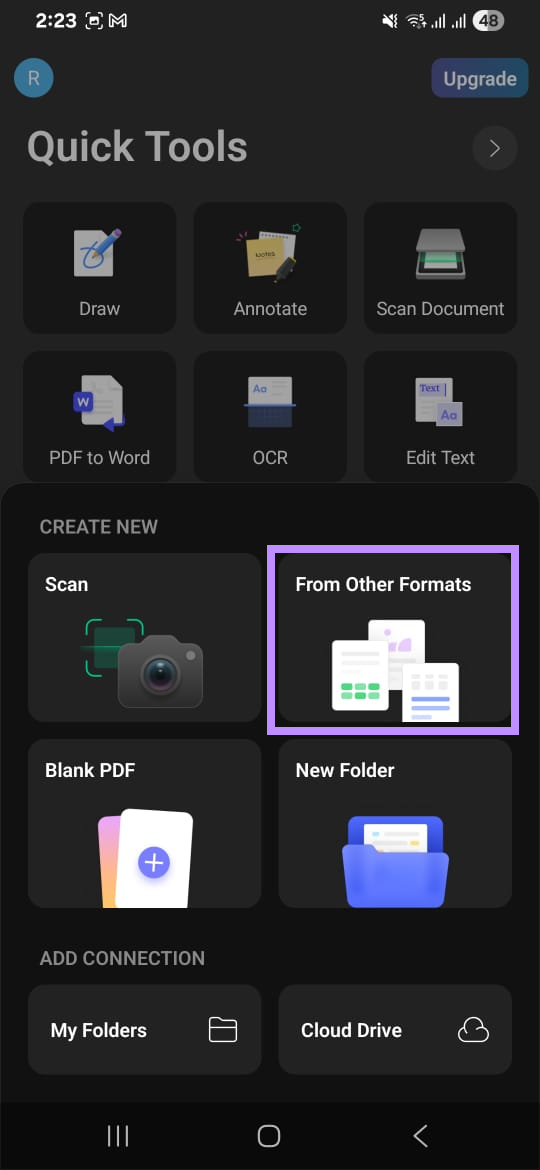 choose from other formats updf android