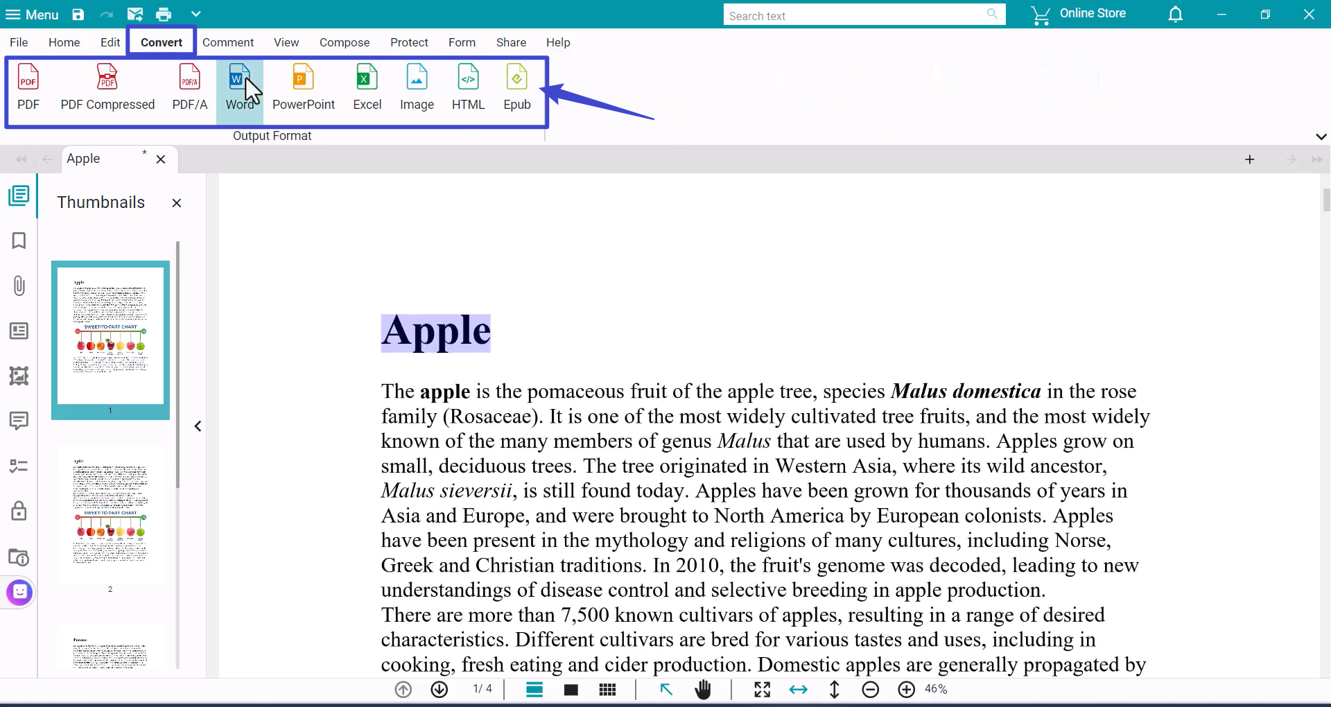 convert the scanned document on iris