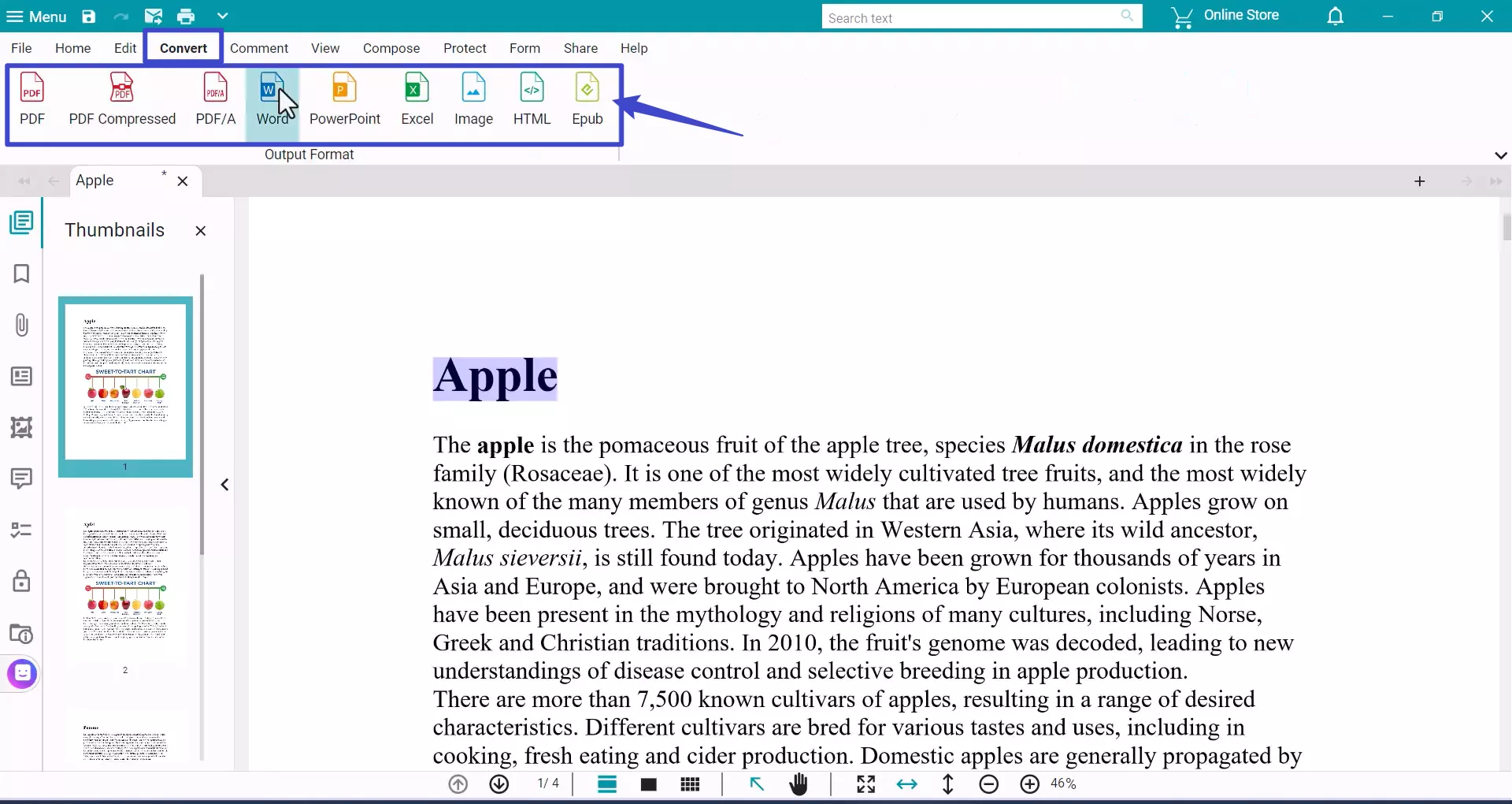 convert the scanned document on iris